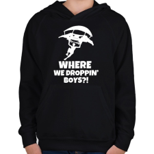 PRINTFASHION fortnite droppin - Gyerek kapucnis pulóver - Fekete gyerek pulóver, kardigán