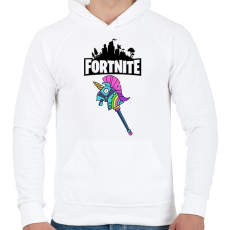 PRINTFASHION Fortnite Egyszarvú csákány - Férfi kapucnis pulóver - Fehér