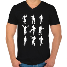 PRINTFASHION Fortnite Emotes (white) - Férfi V-nyakú póló - Fekete