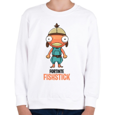 PRINTFASHION Fortnite - Fishstick - Gyerek pulóver - Fehér