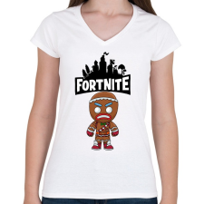 PRINTFASHION Fortnite Gingerbread skin - Női V-nyakú póló - Fehér női póló