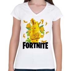 PRINTFASHION Fortnite Gold Peely - Női V-nyakú póló - Fehér