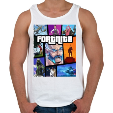 PRINTFASHION Fortnite GTA Edition - Férfi atléta - Fehér