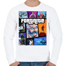 PRINTFASHION Fortnite GTA Edition - Férfi pulóver - Fehér férfi pulóver, kardigán