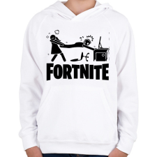 PRINTFASHION Fortnite - Gyerek kapucnis pulóver - Fehér gyerek pulóver, kardigán