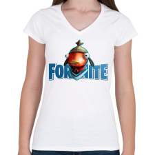 PRINTFASHION Fortnite Hal - Női V-nyakú póló - Fehér női póló