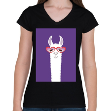 PRINTFASHION Fortnite Láma - Női V-nyakú póló - Fekete női póló