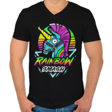 PRINTFASHION Fortnite Llama Rainbow - Férfi V-nyakú póló - Fekete női póló