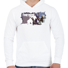 PRINTFASHION FORTNITE LOGO - Férfi kapucnis pulóver - Fehér