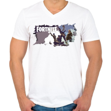 PRINTFASHION FORTNITE LOGO - Férfi V-nyakú póló - Fehér férfi póló