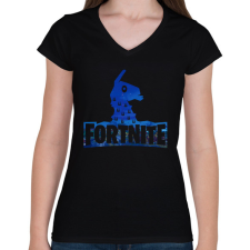 PRINTFASHION Fortnite logó - Női V-nyakú póló - Fekete női póló