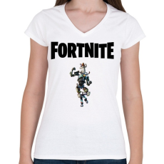 PRINTFASHION Fortnite Mecha Kitty - Női V-nyakú póló - Fehér