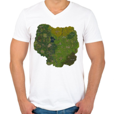 PRINTFASHION Fortnite MiniMap - Férfi V-nyakú póló - Fehér