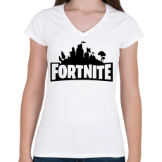 PRINTFASHION FORTNITE - Női V-nyakú póló - Fehér