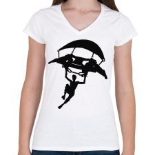 PRINTFASHION Fortnite - Női V-nyakú póló - Fehér női póló
