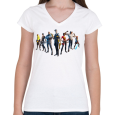 PRINTFASHION Fortnite - Női V-nyakú póló - Fehér