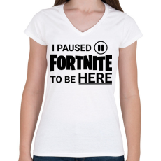 PRINTFASHION Fortnite - Női V-nyakú póló - Fehér