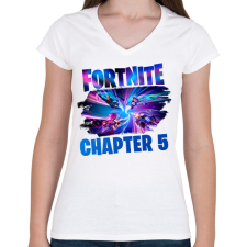 PRINTFASHION Fortnite - Női V-nyakú póló - Fehér női póló