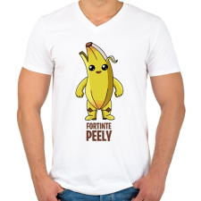 PRINTFASHION Fortnite - Peely - Férfi V-nyakú póló - Fehér férfi póló