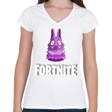 PRINTFASHION Fortnite póló - Női V-nyakú póló - Fehér