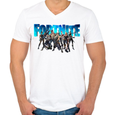PRINTFASHION Fortnite poster 3 - Férfi V-nyakú póló - Fehér
