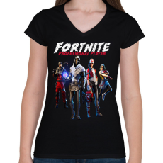 PRINTFASHION FORTNITE PROFI JÁTÉKOS - Női V-nyakú póló - Fekete