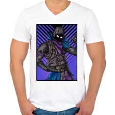 PRINTFASHION Fortnite Raven Kinézet - Férfi V-nyakú póló - Fehér férfi póló