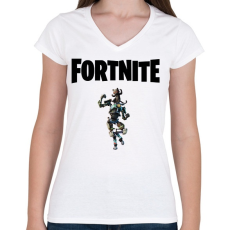 PRINTFASHION Fortnite Shadow Mecha Kitty - Női V-nyakú póló - Fehér