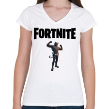 PRINTFASHION Fortnite Shadow Meowscles - Női V-nyakú póló - Fehér női póló