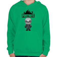 PRINTFASHION Fortnite Skull trooper - Gyerek kapucnis pulóver - Zöld gyerek pulóver, kardigán