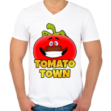 PRINTFASHION Fortnite - TOMATO TOWN - Férfi V-nyakú póló - Fehér