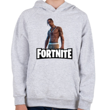 PRINTFASHION Fortnite- Travis Scott - Gyerek kapucnis pulóver - Sport szürke gyerek pulóver, kardigán