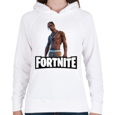 PRINTFASHION Fortnite- Travis Scott - Női kapucnis pulóver - Fehér női pulóver, kardigán