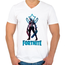 PRINTFASHION Fortnite: X-Lord - Férfi V-nyakú póló - Fehér férfi póló