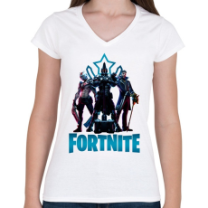 PRINTFASHION Fortnite: X-Lord, Ultima Knight, Y0ND3R - Női V-nyakú póló - Fehér