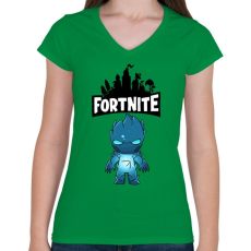PRINTFASHION Fortnite Zero skin - Női V-nyakú póló - Zöld