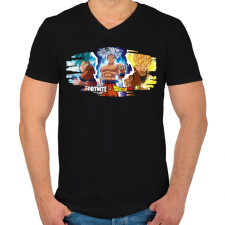 PRINTFASHION FortnitexDragonBall - Férfi V-nyakú póló - Fekete férfi póló