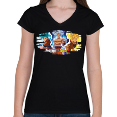 PRINTFASHION FortnitexDragonBall - Női V-nyakú póló - Fekete