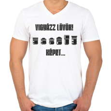 PRINTFASHION Fotós - Férfi V-nyakú póló - Fehér