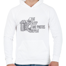 PRINTFASHION Fotós napirend - Férfi kapucnis pulóver - Fehér