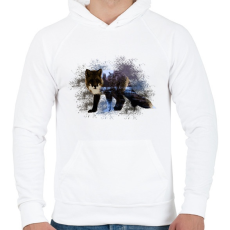 PRINTFASHION fox abstrakt - Férfi kapucnis pulóver - Fehér