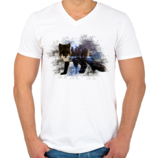PRINTFASHION fox abstrakt - Férfi V-nyakú póló - Fehér