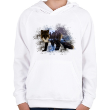 PRINTFASHION fox abstrakt - Gyerek kapucnis pulóver - Fehér gyerek pulóver, kardigán