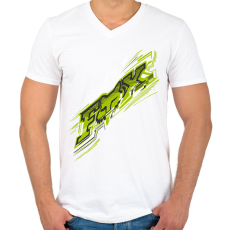 PRINTFASHION FOX - Férfi V-nyakú póló - Fehér