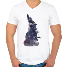 PRINTFASHION Fox from the city - Férfi V-nyakú póló - Fehér férfi póló