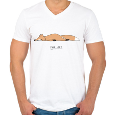 PRINTFASHION Fox off - Férfi V-nyakú póló - Fehér férfi póló