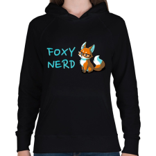 PRINTFASHION Foxy Nerd - Női kapucnis pulóver - Fekete női pulóver, kardigán
