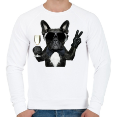 PRINTFASHION Francia Buldog - Férfi pulóver - Fehér