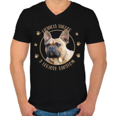 PRINTFASHION Francia buldog - Legjobb barát - Férfi V-nyakú póló - Fekete