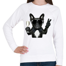 PRINTFASHION Francia Buldog - Női pulóver - Fehér női pulóver, kardigán